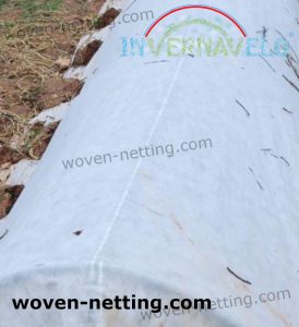 tunnel made woven net in garden protecting plants